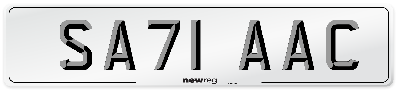 SA71 AAC Number Plate from New Reg